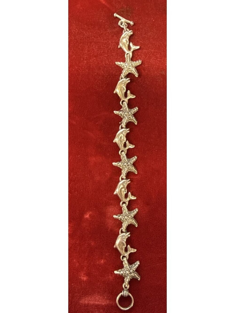 Sterling Silver Dolphin & Starfish Women's Bracelet 8" RARE 32.73g